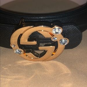 Gucci black/gold GG belt 100/40 fits 12/15 *new